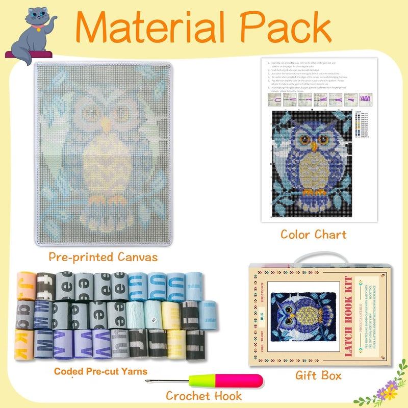 YOOTOM Latch Hook Rug Kits for Adult, DIY Latch Hook Kits Stitch Cross Crochet Carpet Mat Needlework Handmade Cushion Tapesty, Color Pattern Pre-Printed & Pre-Cut Yarns, 20x15in - Image 4